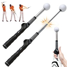 Golf Swing Trainer, Retractable Golf Training Aid with Click Feedback, Grip ...