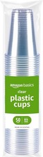 Disposable Clear Plastic Cups, 16oz, 50 Count