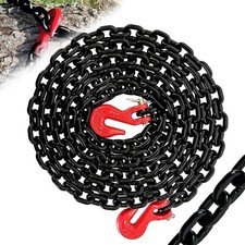 G80 Transport Binder Chain 1/4 Inch x 14 Ft | Tow Chain with Clevis Grab Hooks