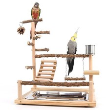 Bird Playground, Parrots Wooden Playstand, Birdcage Playground Play Gym Parak...