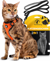 Katzengeschirr Mit Leine Set GrößE M Leichtes Katzen Geschirr Orange