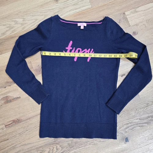 Lilly Pulitzer Tispy Marielle Lightweight Sweater Size Small Navy image 7
