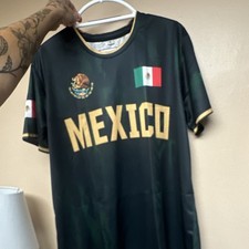 Mexico National Team Soccer Jersey Fan Shirt Black Gold Green White Red Size L