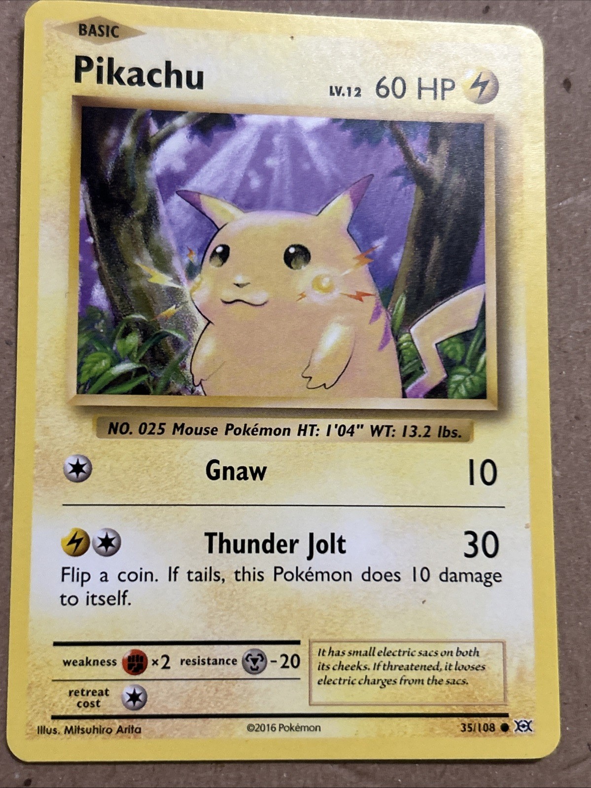 Authentic Pikachu 1999 Yellow Cheeks Vintage Pokemon Card 58/102.