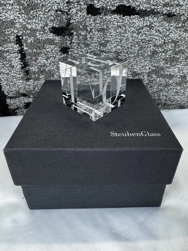 Steuben Glass Love Hope Cube