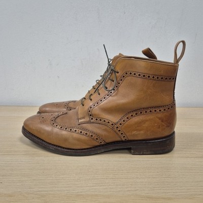Loake George braun hellbraun Kalbsleder Knöchel Brogue Derby Händler Stiefel Größe UK 11 #
