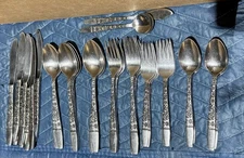 Vintage Hanford Forge Spring Lake 38 piece Stainless Flatware Japan Silverware