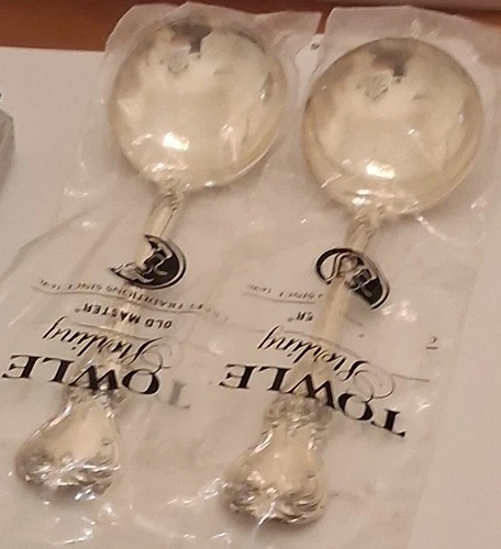 2 Towle Old Master Sterling Silver 925 Bouillon Cream Soup Spoon Never Used