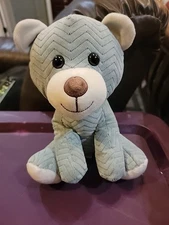 Hugfun Teddy Bear Teal Blue Nose Plush Stuffed Animal XO Heart on Foot