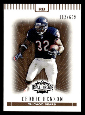 2007 Topps Triple Threads #45 Cedric Benson Sepia #d /639! Chicago Bears