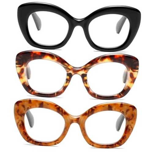 3 Pack Cat Eye Reading Glasses Black+tortoiseshell+brown Tortoiseshell 1.5 x