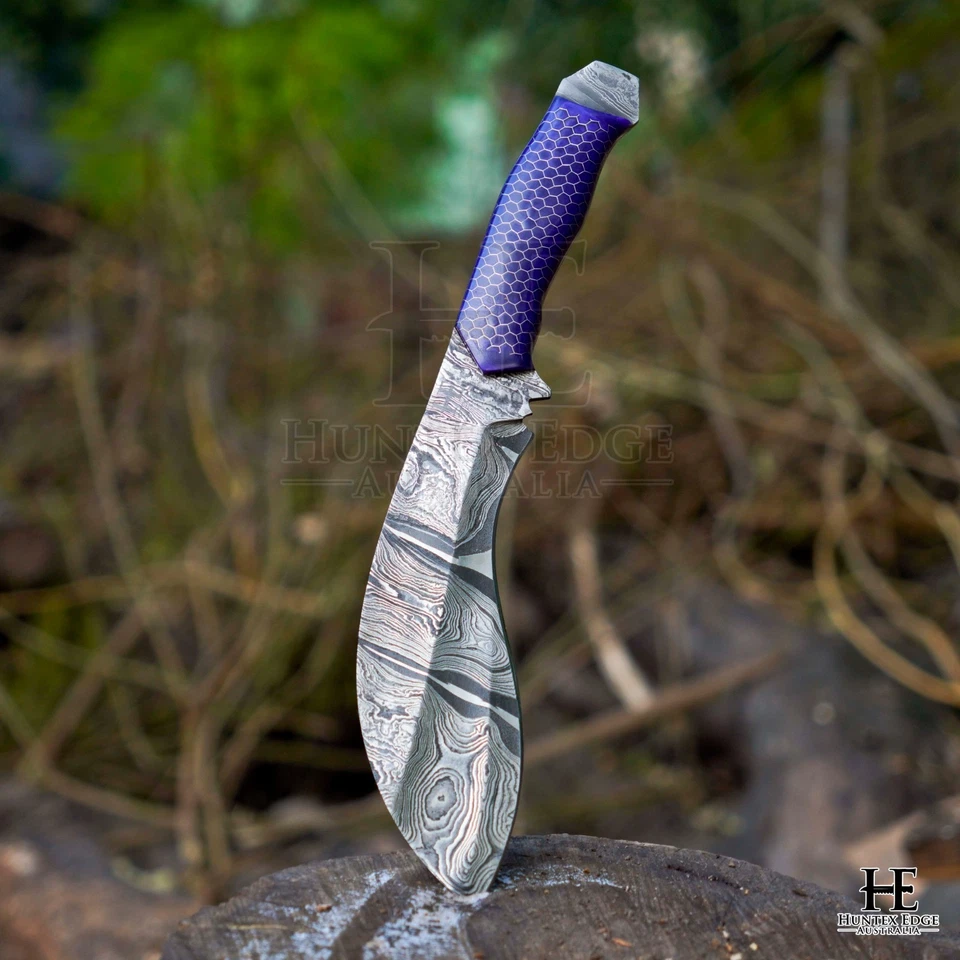 HUNTEX Handmade Damascus Blade, 380mm Full-Tang Heavy Duty Exotic Kukri Knife - image 3 of 4