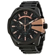 Diesel DZ4309 Men Mega Chief Black Rose Gold Stainless Steel Chronograph Watch