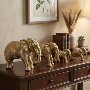 Set of 4 Gold Elephant Figurines – Decorative Statues Home Decor Mothers Day