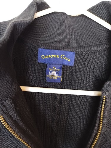 Charter Club Sweater Jacket Womens XL Black Cable Knit Cardigan Cottagecore - Picture 2 of 4
