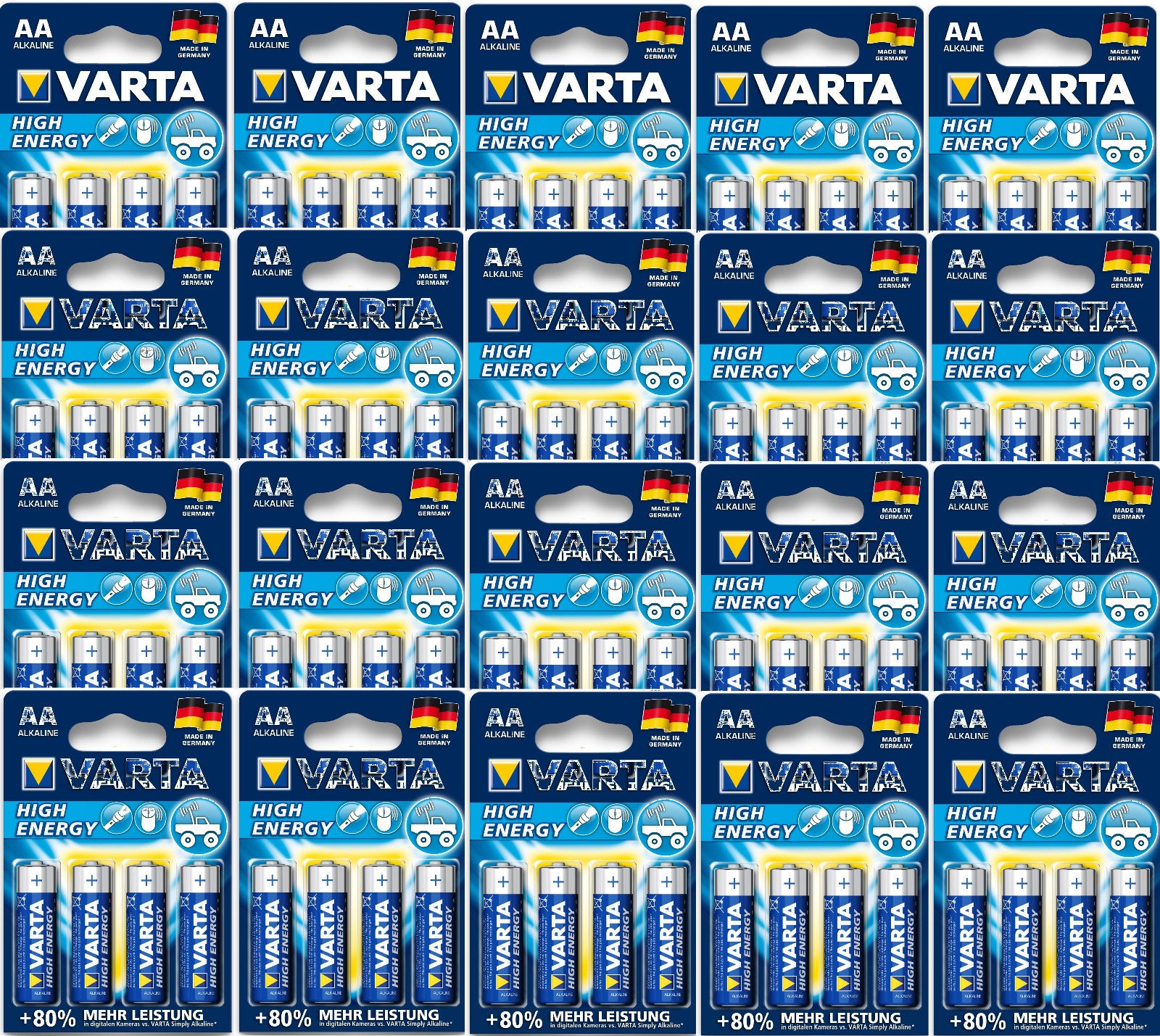Thumbnail - 80 Stück High Energy Power Varta Aa Lr6 Batterie Mignon Alkaline 1,5v