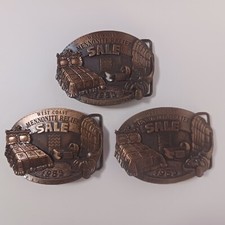1985 West Coast Mennonite Relief Sale Belt Buckle LOT of 3 52 78 115 of 250