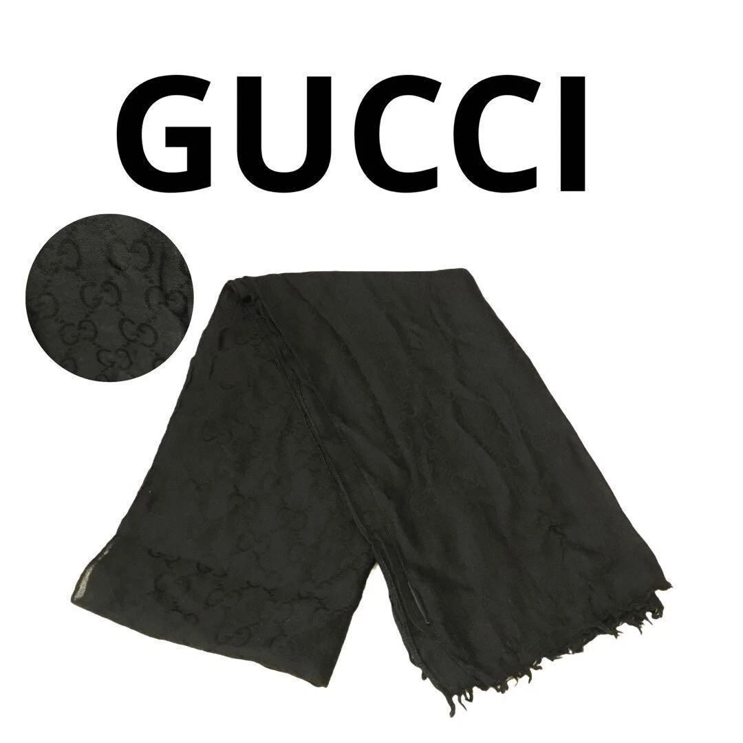 Étole écharpe GUCCI GG logo imprimé intégral couleur noir bon état