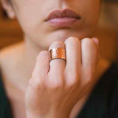 KUPFERBANDRING, gehämmertes massives Kupfer, Made in Nepal, Unisex Naturheilkunde
