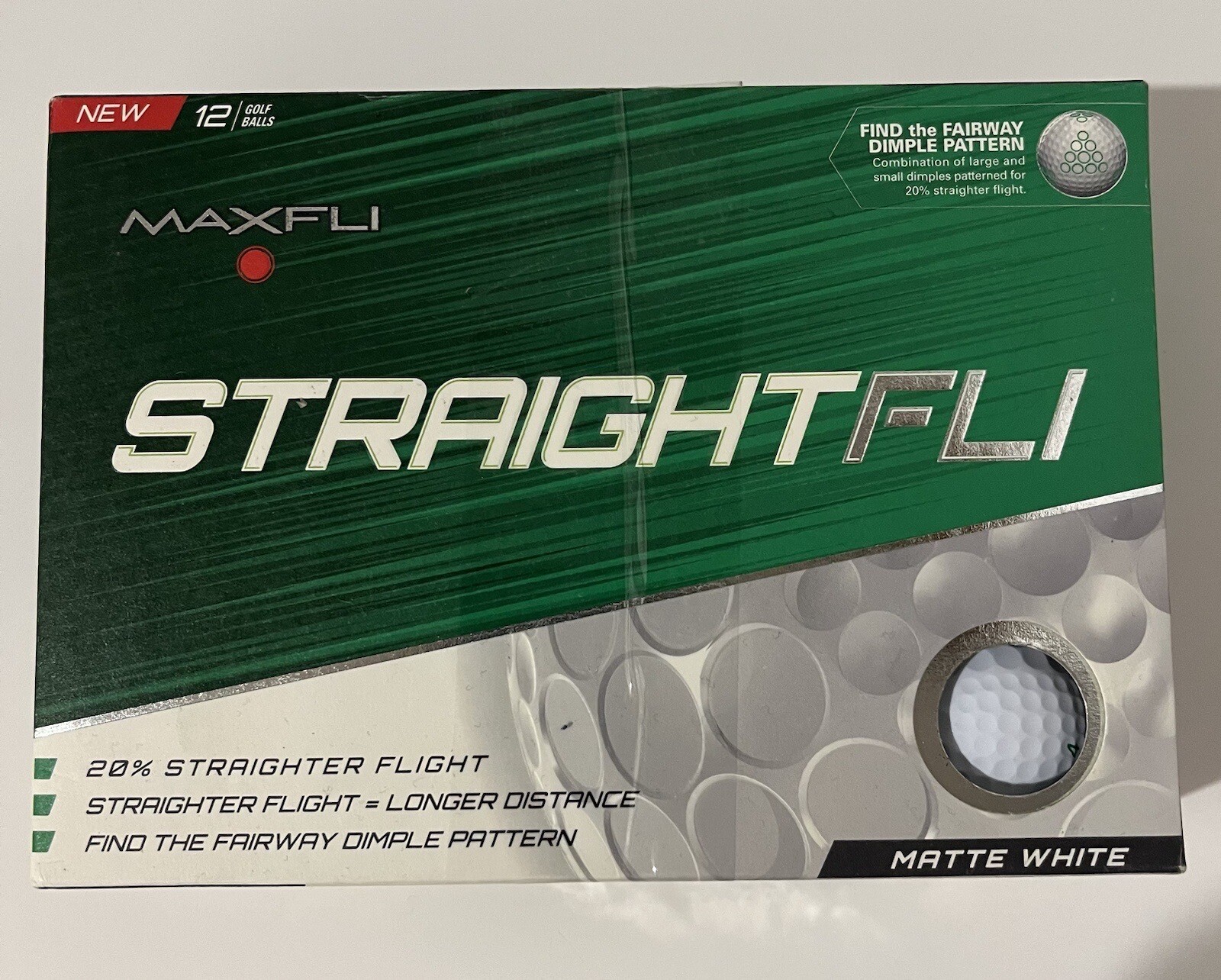 StraightFli Maxfli Pack Of 12, A Dozen Golf Balls (New, Open Box) Matte