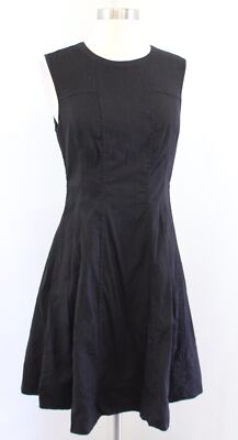 THEORY Modern Tea Dress Solid Black Linen Blend Fit and Flare Size 4  Sleeveless | eBay