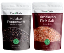 Malabar Black Peppercorn 12 oz and Himalayan Pink Salt Coarse Grain 2 lbs