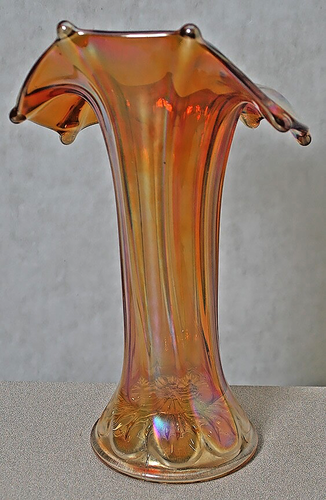 Vintage Imperiale Calendula Iridescente Carnevale Vetro Jack Nel Vaso Pulpito - Foto 6 di 22