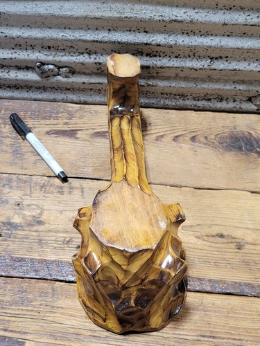 Vintage übergroße handgeschnitzte Holz Rauchpfeife Aschenbecher Volkskunst Rauchen Tabak - Bild 12 von 12