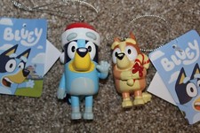 Kurt Adler Christmas Ornaments Bluey Bingo Set Santa Hat Candy Cane Plastic NWT