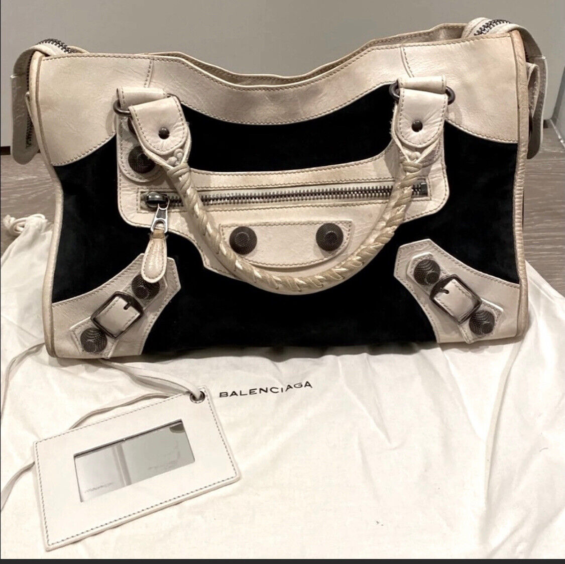 BALENCIAGA 2008 GSH Black and White Motocross City Bag Purse BALENCIAGA 2008 GSH Black and White Motocross City Bag Purse
