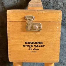 Vintage Wood Esquire Shoe Valet Deluxe Box With Dovetail Construction