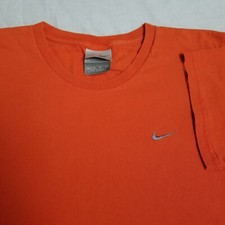 Vintage 90s Nike T Shirt Orange Embroidered Swoosh Logo Youth XL Adult Small