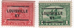 Pilgrim Tercentenary 1 Cent and 2 Cent Stamp Louisville KY 1620-1920