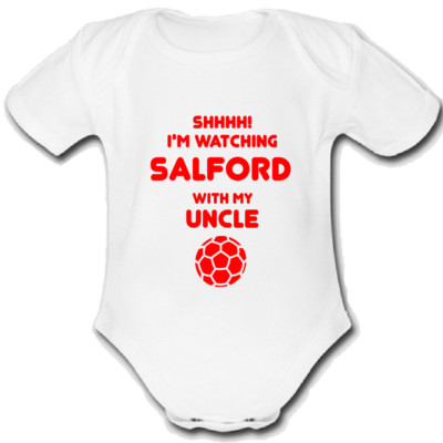 SALFORD @CITY ONKEL Strampler Baby Weste Grow FUSSBALL GESCHENK VON FÜR A