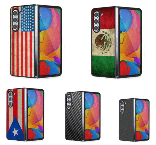 DESIGNED FLAG SCHWARZ ROT BLAU 2-TEILIG SCHLANKER GRIFF Cover Hülle FÜR GALAXY Z FOLD 5 HANDY - Bild 1 von 12