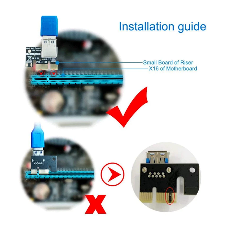 PCI-E 1 x до 16 x питание USB3.0 GPU платы расширения адаптер карты кабель - Изображение 4 из 4