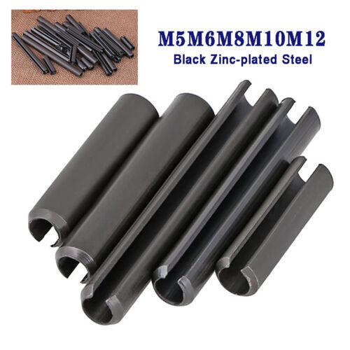 M8 M10 Carbon Steel Slotted Spring Tension Pins Sellock Roll Pins Black 