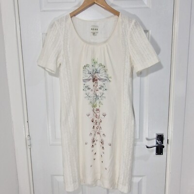 Reiss Dress UK Ivory White Thora Floral Print Silk Short Sleeve