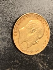 RARE 1908 UK BRITISH EMPIRE HALF SOVEREIGN GOLD COIN No Mint Mark London Mint