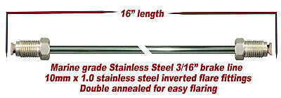 3/16” Stainless Steel Brake Lines – 10” Long With Flared Ends & Fittings (Pack Of 3) 5 thumbnail image