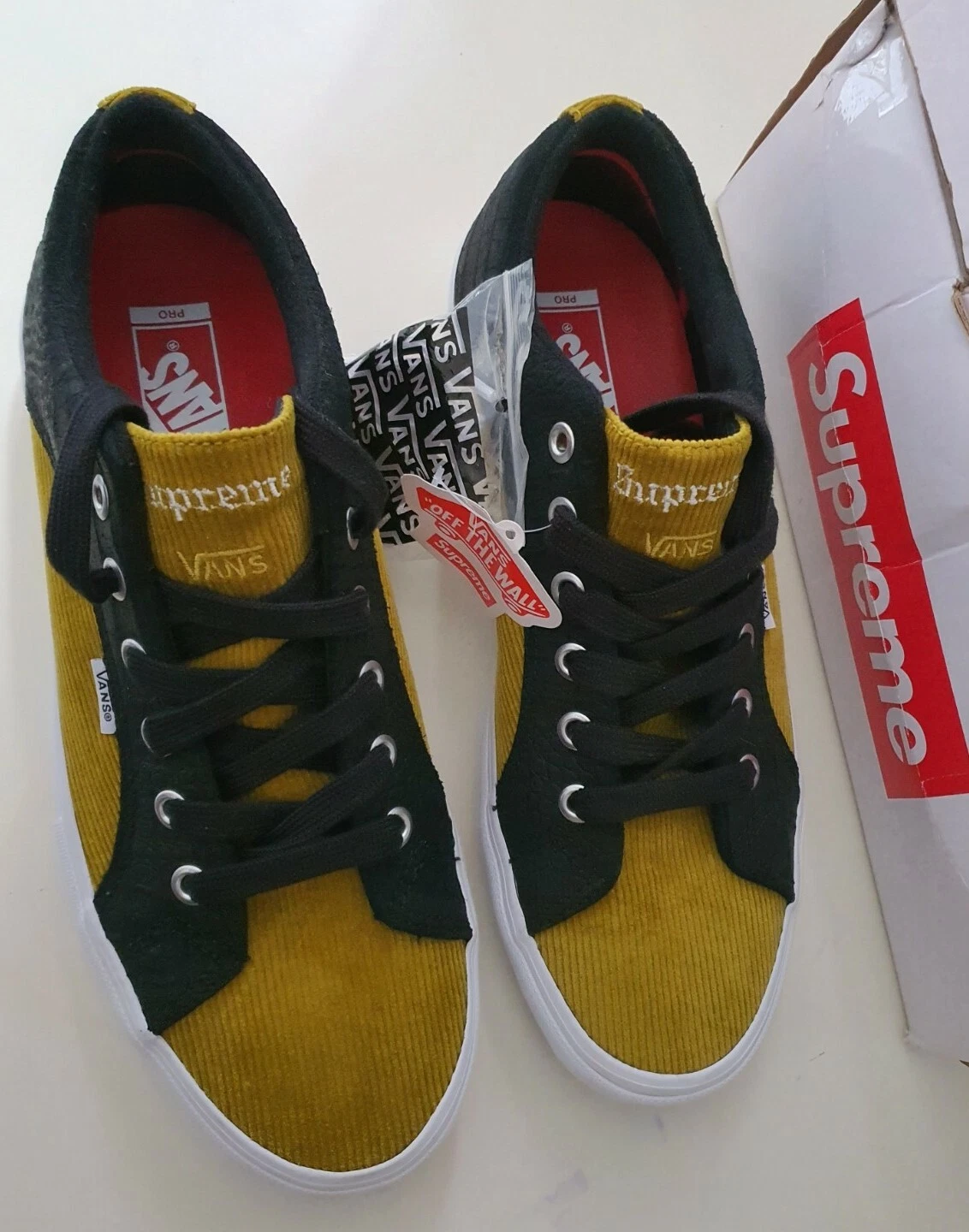 Supreme Vans Lampin Pro Kroko Kord Schwarz/Senf Turnschuhe US 12 UK 11 Eu 46