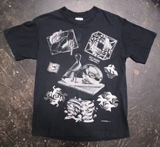 Vintage 1990s MC Escher AOP Black Single Stitch Andazia M Black Artist Shirt