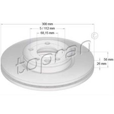 TOPRAN 2x Bremsscheibe vorne Ø300 mm belüftet für VW Sharan 7M8 7M9 7M6 1.9
