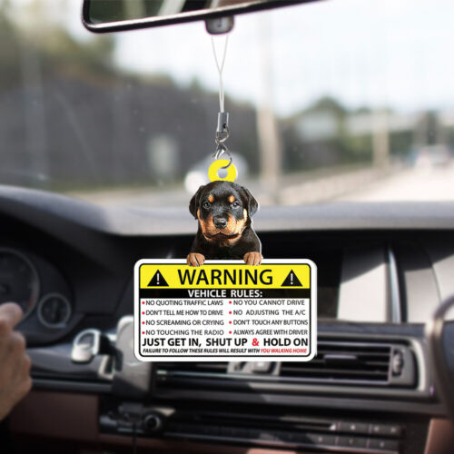 Rottweiler Dog Warning Vehicle Rules Car Hanging Ornament, Dog Lovers Ornament - Picture 1 of 4