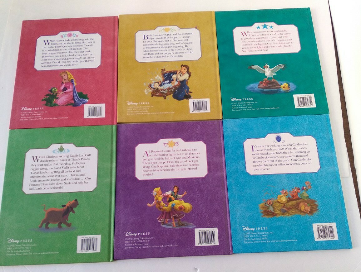 Disney Princess Classic Library Set 6 Books Cinderella Ariel Belle