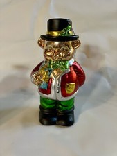 10  Tall Holiday Bear Ornament Metallic Painted Ceramic