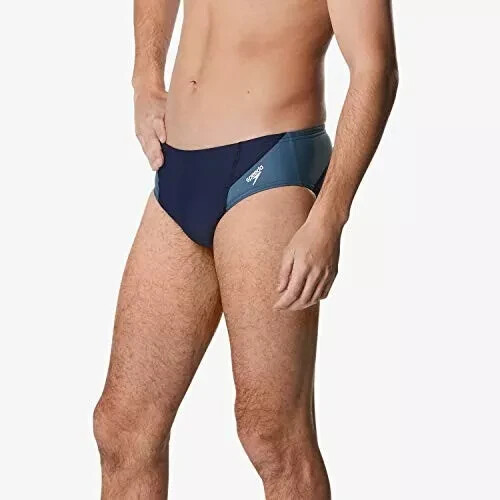 Speedo, Swim Brief PowerFlex Eco Revolve Splice ,Navy/Gray, Mens Size 28 - Picture 9 of 12