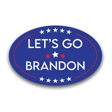 Let's Go Brandon Blue Oval Magnet Decal, 4x6 Inches, Automotive Magnet