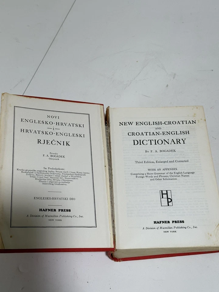 CROATIAN to ENGLISH & new english - croatian 1944 Vintage DICTIONARY Hafner NY - Image 3 of 4