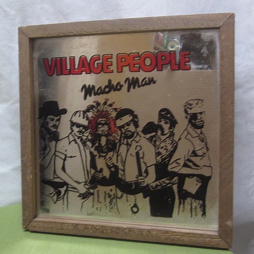 VILLAGE PEOPLE framed carnival mirror Macho Man disco LGBT Greenwich Village 80s - Picture 2 of 3